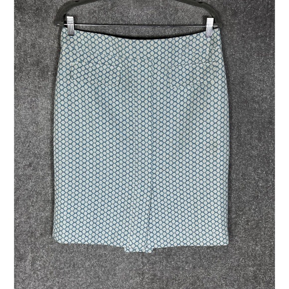 Ann Taylor Dresses & Skirts - Ann Taylor Lined Front Vent Skirt Womens Size 10 Blue Geometric‎ Back Zip